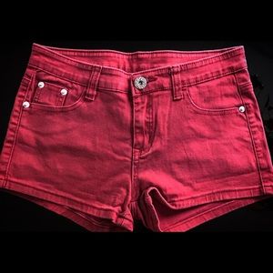 Maroon Denim Shorts